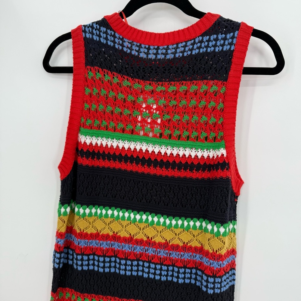 Mango Ribbed Red and Green Sleeveless Midi Dress - Picture 2 of 6